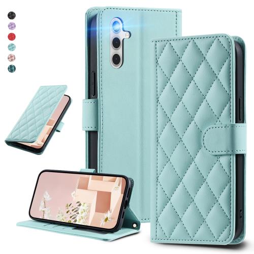 UnivoColors Galaxy A55 5G(SC-53E/SCG27)キルティングレザー調 手帳型ケース エレガント 高質PU マグネット開閉式 カード収納機能 スタンド機能 液晶全面保護 レンズ保護 ストラップ付属(ミントグリーン)