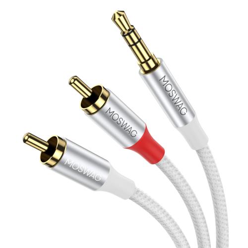 MOSWAG RCAケーブル、2 RCA〜3.5 mmオーディオケーブル10 ft/3 M高忠実ナイロン編みRCA〜AUXオーディオケーブルとDJコントローラスピーカターンテーブルテレビ自動車ステレオ高忠実増幅器メッキとの互換性 MOSWAG RCAケーブル、2 RCA〜3.5 mmオーディオケーブル10 ft/3 M高忠実ナイロン編みRCA〜AUXオーディオケーブルとDJコントローラスピーカターンテーブルテレビ自動車ステレオ高忠実増幅器メッキとの互換性
