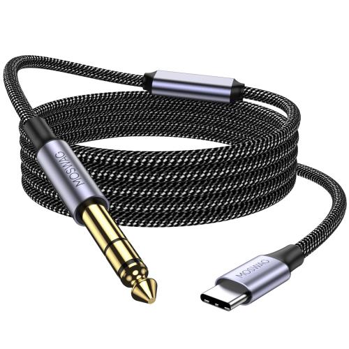 MOSWAG（録音機能付き）USB-C-6.35mmオーディオケーブル（1m）ギターケーブル type-c 6.35mmタイプC録音ケーブルアダプターType C- 6.35TRSオーディオケーブル 音楽インターフェイスコード音楽録音ケーブルギターやキーボードGoogle Pixel 4XL、アンプ、スピーカー、ヘッドフ