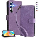 UnivoColors Galaxy S23 FE(SCG24 au) 手帳型 スマホケース 携帯カバー 高級合皮 RFIDブロッキング カード収納 専属ストラップ同梱 マグネット開閉 横置きスタンド機能 放熱性 着脱しやすい 全面保護 カメラ保護 衝撃吸収 落ち着いた色(ムラサキ)