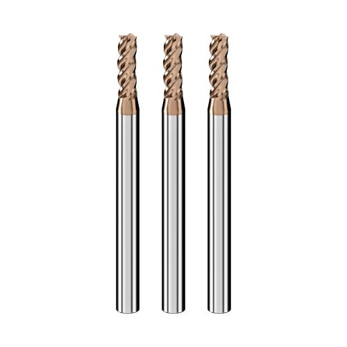 Cleqee スクエア エンドミル 刃径3mm × 刃長8mm × 全長50mm × 軸径4mm3個セット 4枚刃 TiAlNコート 超硬 スクエア エンドミル...