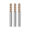 Cleqee スクエア エンドミル 刃径6mm × 刃長20mm × 全長75mm × 軸径6mm3個セット 4枚刃 TiAlNコート 超硬 スクエア エンドミ...