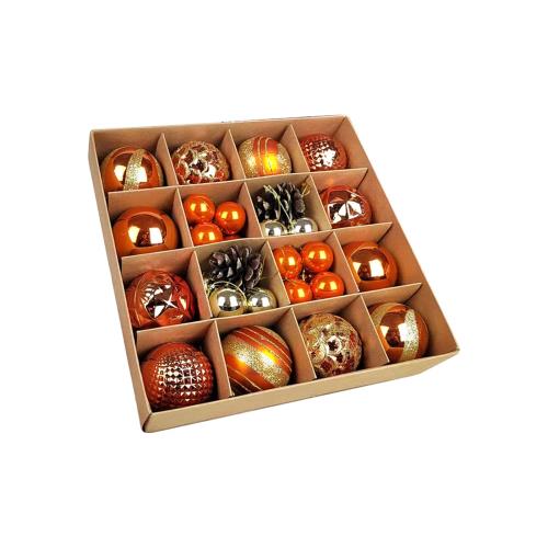 クリスマス ツリー デコレーション 飾り付け ボール オーナメント プラスチック 42個セット ハロウィン おしゃれ ゴージャス 部屋 喫茶店 店舗デコレーション 新年 家庭用 雰囲気が 装飾 (オレンジ)