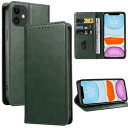 iphone 11 ケース 手帳型 携帯カバー レザー 耐衝撃 耐摩擦 軽量 着脱しやすい 全面保護 手触りが良い マグネット式 カード収納 スタンド機能 人気 上質 6.1インチ対応 EUMADOVE (ダークグリーン, iPhone 11)