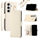 Galaxy S25 ケース 手帳型 おしゃれ サムスンS25 スマホショルダー 肩掛け 携帯ケース 片手操作 グリップループ付 落下防止 サイドマグネット SC-51F / SCG31 財布型