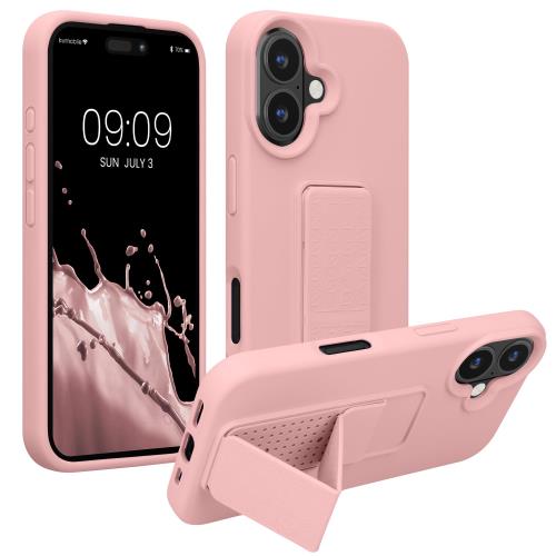 kwmobile Apple iPhone 16対応 ケース - スマホ スタンド 保護ケース スマホカバー TPUケース - アンティークピンク