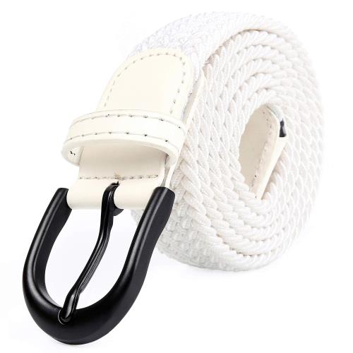 [Univo Colors] ベルト メッシュベルト フリーサイズ 編みベルト メンズ レディーズ 黒いパックル 伸縮性いい 男女兼用 カジュアル ビジネス 9色(ホワイト,M)