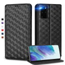 UnivoColors Galaxy S20 Plus 5G (SC-52A/SCG02) 手帳型ケース 高級合皮 カード収納 マグネット開閉 スタンド機能 ストラップホール付き TPUソフトバンパー 全面保護 カメラ保護 衝撃吸収 ビジネス おしゃれ カバー(ブラック) N1