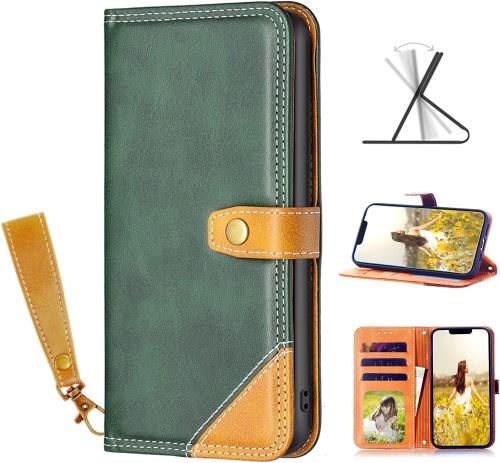 Galaxy A55 5G ケース 手帳型 SC-53E SCG27 ケース ギャラクシーa55 5g カード入れ収納 スタンド機能 マグネット式 ストラップホール付 SC53E スマホケース 財布型 (Galaxy A55 5G,レトログリーン)