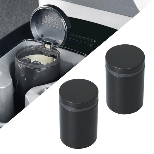 セイワ(SEIWA) 灰皿 缶アッシュ 2個セット 大容量 シンプル 差し込み消化 タイプ IMP385 車用 ブラック ドリンクホルダー 設置可能 約2箱分 ホルダー 消化穴付き 職場やご家庭でも 持ち運び簡単