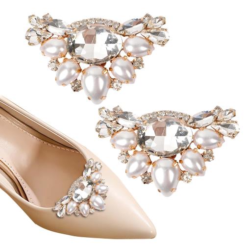 [YINKE] シューズクリップ 2個セット クリスタルビジュー シューズクリップ飾り 靴飾り 汎用性 耐久性 ワンタッチ着脱 簡単装着 結婚式 発表会 パーティー 入学式 卒業式