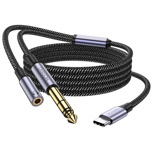 MOSWAG USB C - 6.35mm 1/4インチ TRSケーブル（1m）、Google Pixel 4XL、アンプ、スピーカー、ヘッドフォン、ミキシングコンソール用プロフェッショナルタイプC - 1/4オーディオ、レコーディング、リスニングアダプタ