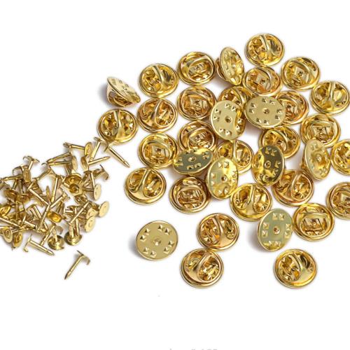 ピンバッジ 50セット 直径11mm ピンバッチ バタフライ型留め具 金属製蝶タック ラペルピン タックピン DIYの工芸品パーツ アクセサリーパーツ ゴールド
