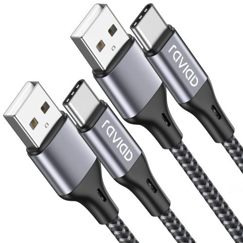 RAVIAD USB Type C ケーブル3m/2本セットタイプ C ケーブル 3A 急速充電 高速データ転送 高耐久ナイロン編み USB-A to USB-C ケーブル Redmi 9T、Xperia XZ3 XZ2 XZs、Galaxy S23 S22 S21 S10+ S9 S8、Note 10 9、Oppo renoその他Android USB-C機器対応