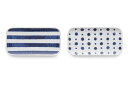 西海陶器(Saikaitoki) お皿 取り皿 中皿 おしゃれ セット 長皿 indigo 藍玉 長角皿 (2柄組)