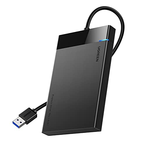 UGREEN 2.5インチ HDD ケース HDD/SSD ケース USB 3.0接続規格 USB A SATA 3.0 2.5型 外付けケース UASP対応 5Gbps高速転送速度 6TB容量 9.5mm/7mm HDD/SSD対応 ハードディスクケース 工具不要 Mac OS/Windows/Linux等に対応 ケーブル一体型