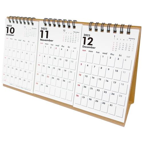 オーブ 2026年 カレンダー 卓上 3ヵ月一覧 クラフト TM-1050KF (2025年 10月始まり)