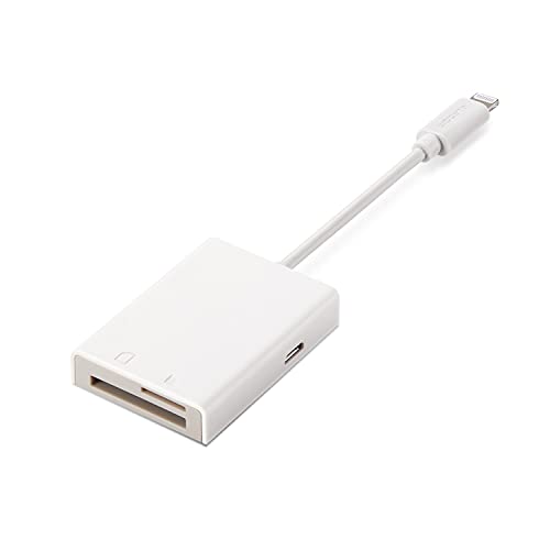 エレコム カードリーダー Lightningコネクタ接続 Made for iPhone/iPad取得 Type-Cアダプタ付 SD+microSD対応 Mac Windows対応 ケーブル長7cm ホワイト MR-LC201WH