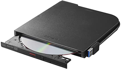 BUFFALO USB3.1(Gen1)/3.0 外付け DVD/CDドライブ バスパワー Wケーブル(給電ケーブル付き) 薄型ポータブル 国内メーカー Window/Mac ブラック DVSM-PTV8U3-BK/N