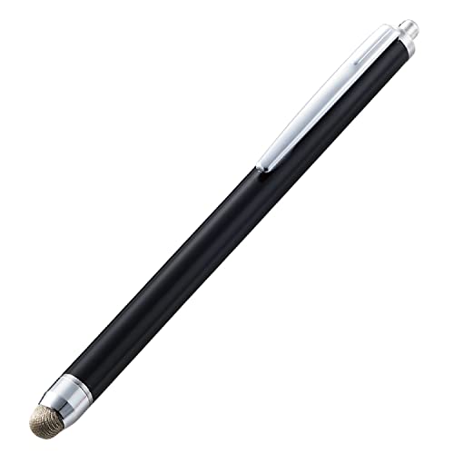 エレコム タッチペン スマホ タブレット用 抗菌 導電繊維タイプ ペン先交換可能(別売り P-TIPS03) ブラック P-TPS03ABBK