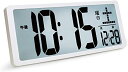 Blueekin デジタル時計 LCD大画面 大型 全視野対応 壁掛け置き兼用 バックライト付き 目覚まし時計 バックライト付き 夜でも見える大音量 タイマー機能 掛け時計 卓上置き時計 電池式 おしゃれ アラーム スヌーズ機能 時間/カレンダー/温度