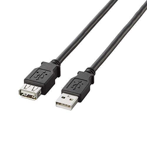 エレコム USB延長ケーブル USB2.0 A-Aメスタイプ 2m ブラック U2C-E20BK