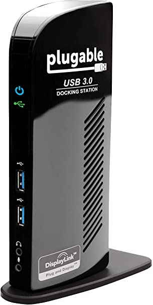 Plugable USB3.0 / USB-C 用ドッキングステーション 縦置き Windows および Mac 用 - デュアルモニター HDMI DVI VGA ポート ギガビット イーサネット USB3.0 ポートx2 USB 2.0 ポートx4