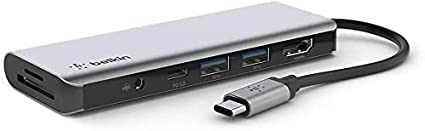 Belkin ハブ ドッキングステーション USB-C 7 in 1 100W PD HDMI SD/micro SDカード 3.5mmオーディオ iPad 9 / iPad mini 6 / M1 iPad Pro / M1 iMac / M1 Ma
