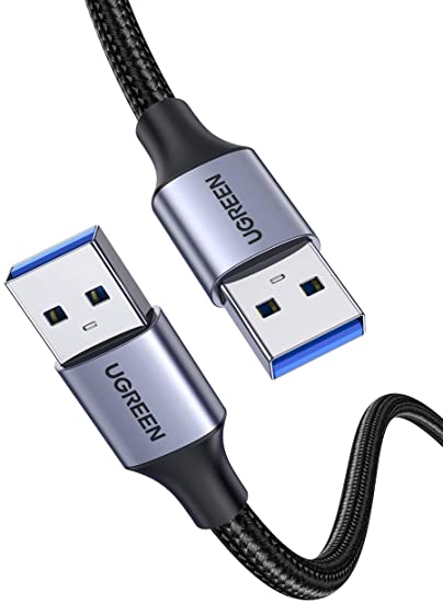 UGREEN USBケーブル オスオス a-aタイプ 両端 USB 3.0 5Gbps 高速転送 アルミシェルとナイロン編み HDD、TV Box、カメラ、DVDプレーヤー、プリンタ、モデムなどと互換性あり 1M