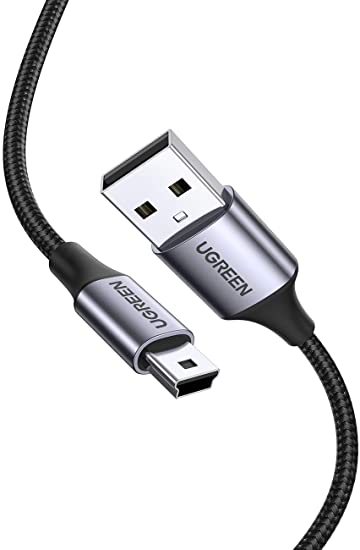 UGREEN USB miniB ケーブル ミニUSB タイプb 充電 USBケーブル 高耐久性 ナイロン編み デジカメ、PS3 コントローラー 、ドライブレコーダー、HDD、GPS などに対応 タイプAオス- miniBオス 1m
