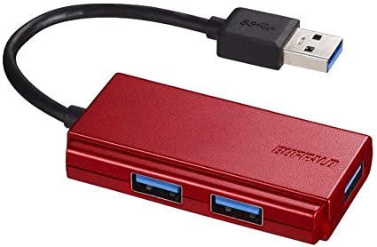 BUFFALO USB3.0 バスパワー 3ポートハブ レッ