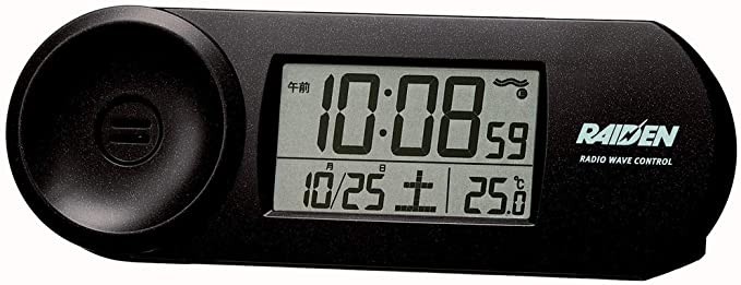 セイコークロック 置き時計 01:黒 本体サイズ:5.1x14.4x4.2cm 電波 デジタル 大音量 PYXIS ピクシス RAIDEN BC407K
