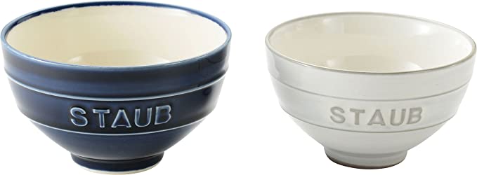 staub ストウブ 「 ル チャワン Meoto セット KOHIKI 白 M / グランブルー L 日本製 」 夫婦茶碗 ごはん 茶碗 セット 日本正規販売品 Le Chawan 40508-544