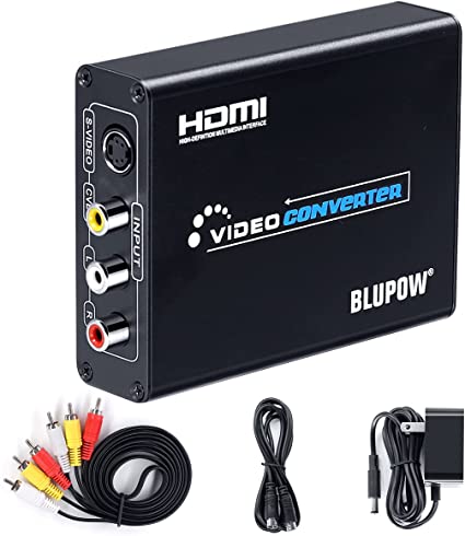 BLUPOW コンポジット/S端子 to HDMI 変換器 1080P対応 Composite 3RCA AV/S-Video to HDMI コンバーター ビデオ変換器 コンポジット hdmi 変換 アナログ デジタル 変換器 rca hdmi 変換