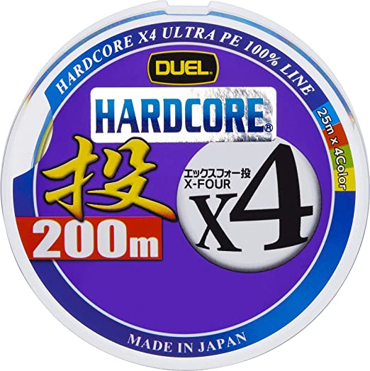 DUEL(デュエル) HARDCORE(ハードコア) PEライン HARDCORE X4 投げ 200m 0.6号/1.0号/1.2号/1.5号/2.0号 25m 4色 12.5m毎 黒マーキング