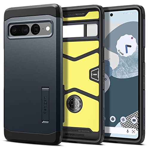 Spigen Pixel7 Pro ケース 耐衝撃 スタンド付き 米軍MIL規格取得 三層構造 スマホスタンド カメラ保護 傷防止 衝撃 吸収 Qi充電 ワイヤレス充電 タフ アーマー ACS04729 (メタル スレート)