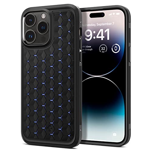 Spigen iPhone14Pro ケース 放熱 冷却 シリコンパッド ホコリ防止 二重構造 耐衝撃 カメラ保護 画面保護 傷防止 衝撃 吸収 エアークッション Qi充電 ワイヤレス充電対応 クライオ アーマー ACS04998 (マット ブラック)