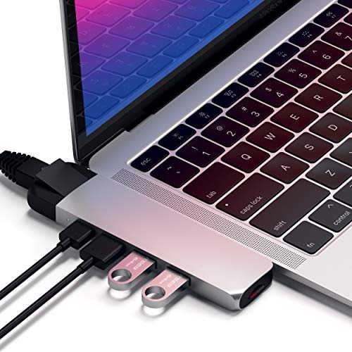 Satechi LAN|[gt Type-C Pronu (Vo[) 4K HDM, USB-C PD, MKrbgC[Tlbg, USB3.0|[g, J[hXbg (MacBookPro, MacBookAir2018ȍ~Ή)