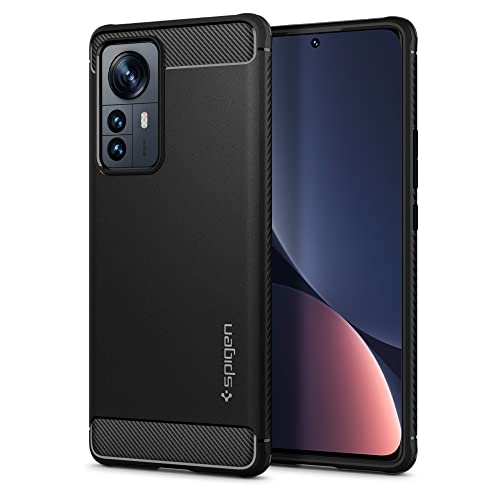 Spigen Xiaomi 12 Pro P[X ~ ₷ TPU \tg ČRMILKi ϏՌ Ռz h~ Jی CX[d Mbh A[}[ ACS04361 (}bg ubN)