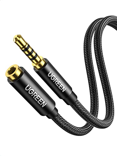 UGREEN 3.5mm オーディオ延長ケーブル 4極/TRRS イヤホン 延長コード AUX 延長ケーブル ヘッドホン延長ケーブル Hi-Fi音質再生 多重シールド 高耐久性ナイロン編み 24K金メッキコネクタ スマホ/Android/iPhone/