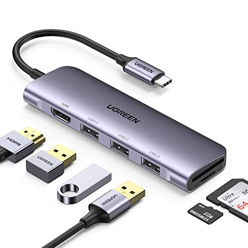 UGREEN USB-C nu 6 in 1 USB C to HDMI 4K SD TFJ[h[_[ Type c }`ωA_v^[ 3|[gUSB3.0 HUB MacBook Pro 2018/2017/2016, Galaxy S10