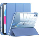 INFILAND iPad 第10世代 2022 用 ケース iPad 10.9インチ ケース iPad 10 第1世代Pencil吸着対応 全透明カバー 超軽量 薄型 ペンホルダー付き 傷つけ防止 キズ防止 オートスリープ機能(ブルー)