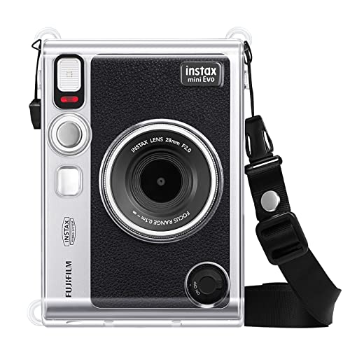 Fintie for FUJIFILM 富士フイルム instax mini EVO インスタントカメラ専用ケース 保護カバー クリア カメラケース ストラップ付き 軽量 全面保護 傷つけ防止 透明 ハード PVC カバー クリスタルシェル(クリア)