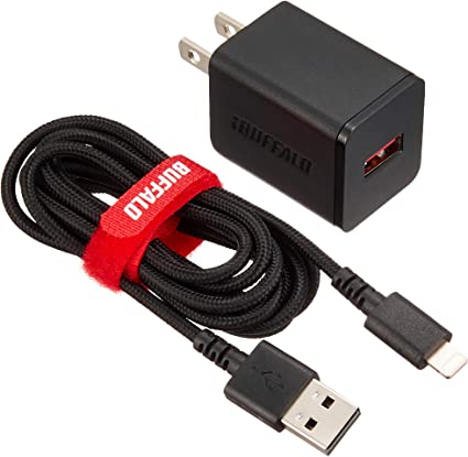 BUFFALO USB[d 2.4A} Lightningt1.5m I[gp[ZNg ϋvt@ubNP[u Made for iPod/iPhone/iPad擾 ubN BSMPA2404LC1BK Nintendo clas