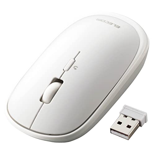 エレコム ワイヤレスマウス 無線2.4GHz Slint M-TM10DBWH/EC 薄型 静音 4ボタン プレゼンモード機能付 Windows Mac 対応 ホワイト