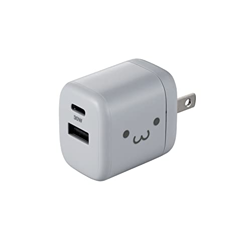 エレコム 急速充電器 Type-C USB PD対応 30W 2ポート (USB-C/USB-A) 小型 軽量 PD3.0対応/Gan採用/折りたたみ式プラグ iPhone/iPad/Macbook Air/Surface その他 PD30Wの規