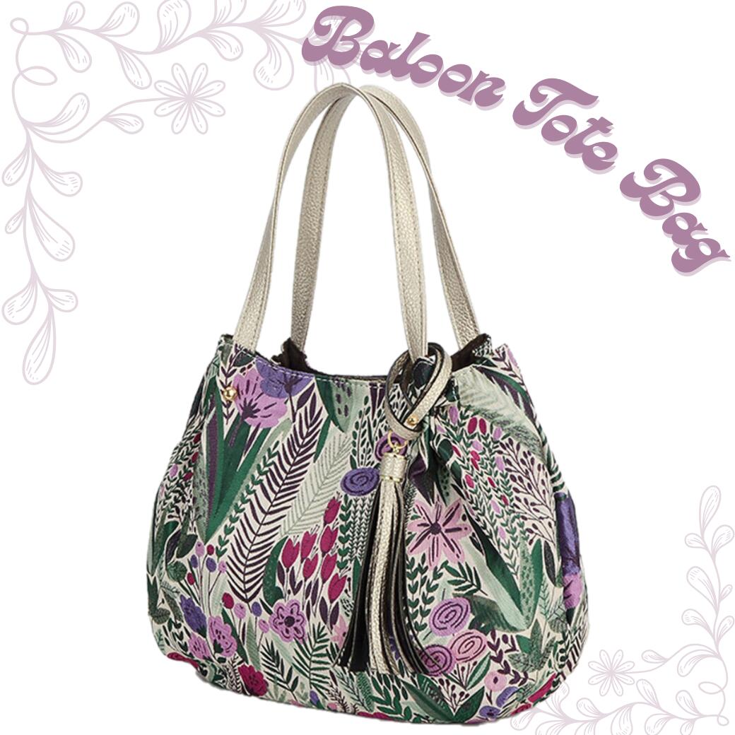 ハンドバッグ ボタニカル ジャカード シャンパンゴールド ラルジュ バルーン形 トートバッグ 女性 人気 レディース おしゃれ