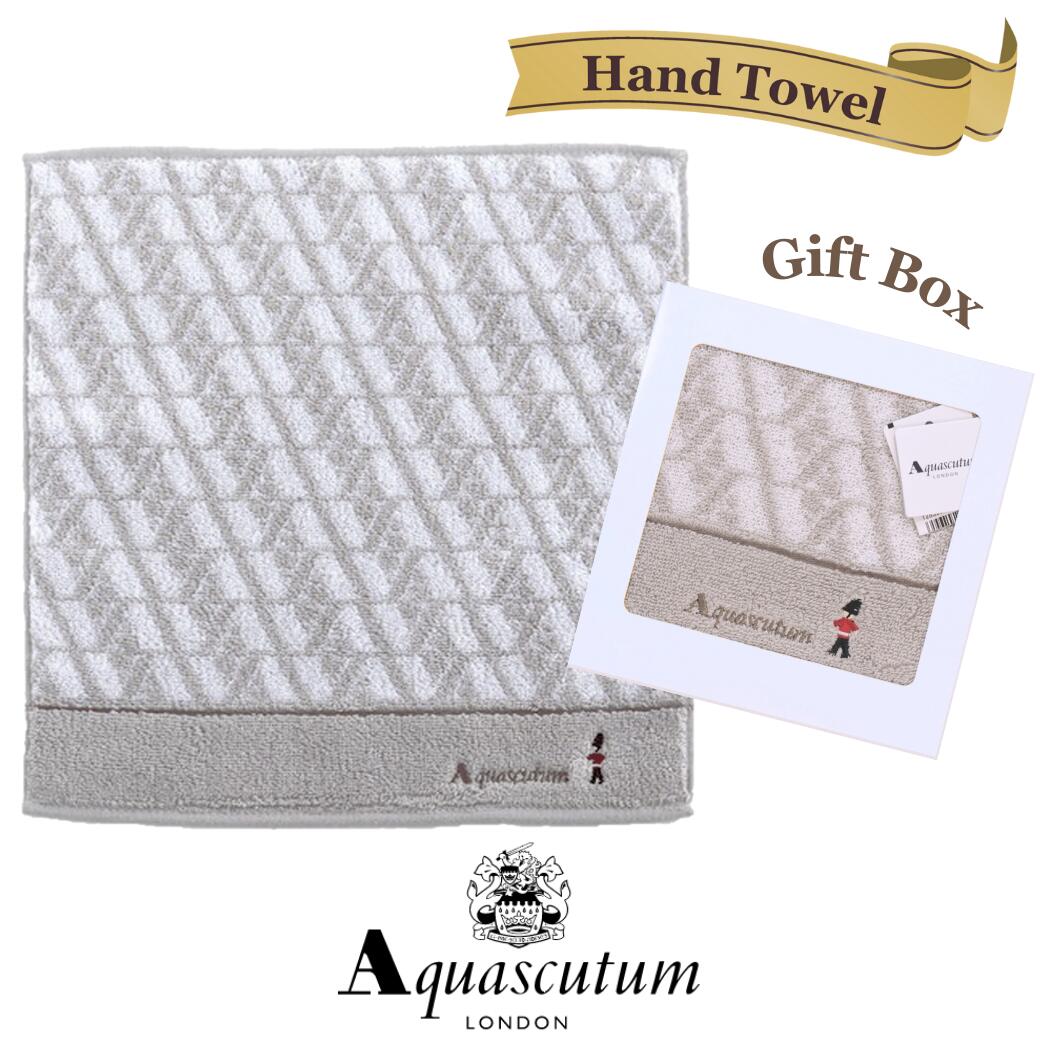 アクアスキュータム Aquascutum タオルハンカチ レディース シルバーグレー ロゴ兵隊 ネイビー イギリス 高級ブランド ギフト ラッピング 女性 プレゼント