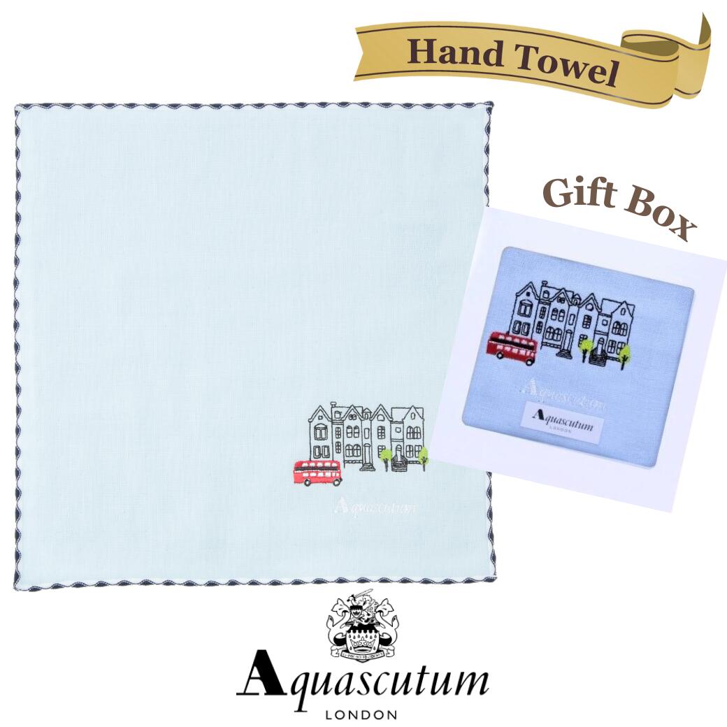 アクアスキュータム Aquascutum ガーゼハンカチ レディース ブルー ロンドンバス イギリス 高級ブランド ギフト ラッピング 女性 プレゼント