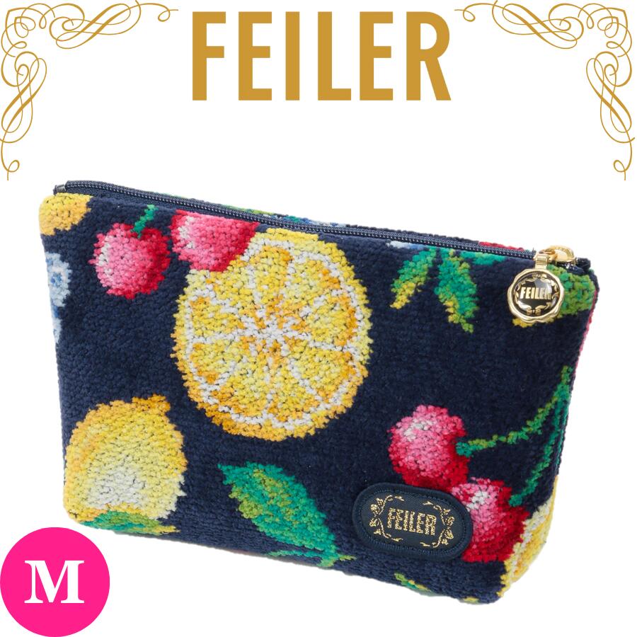 フェイラー FEILER ポーチ 正規品 Mサイズ ラフルッタ ネイビー メイクポーチ 高級 海外 レディース ブランド ギフト プレゼント 女性 人気 おしゃれ 上品 ラッピング対応 誕生日 お礼 お返し お祝い